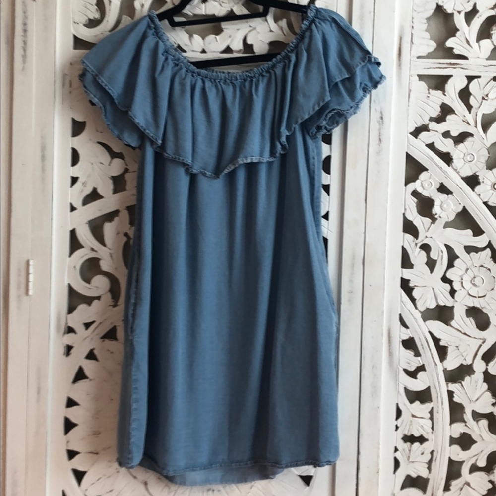 Off the should chambray dress